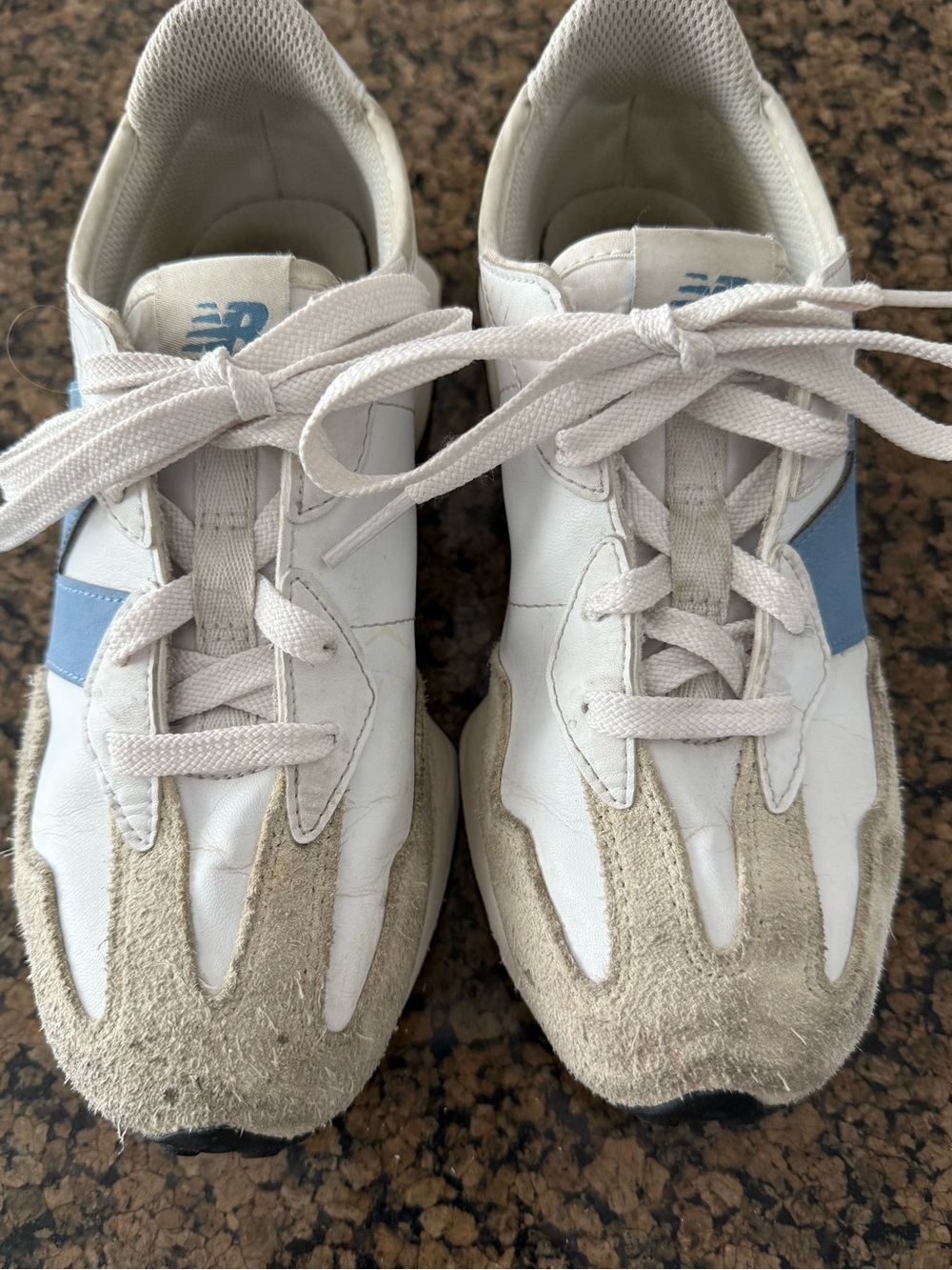 New Balance 327 Kids White & Light Blue Athletic Sneakers